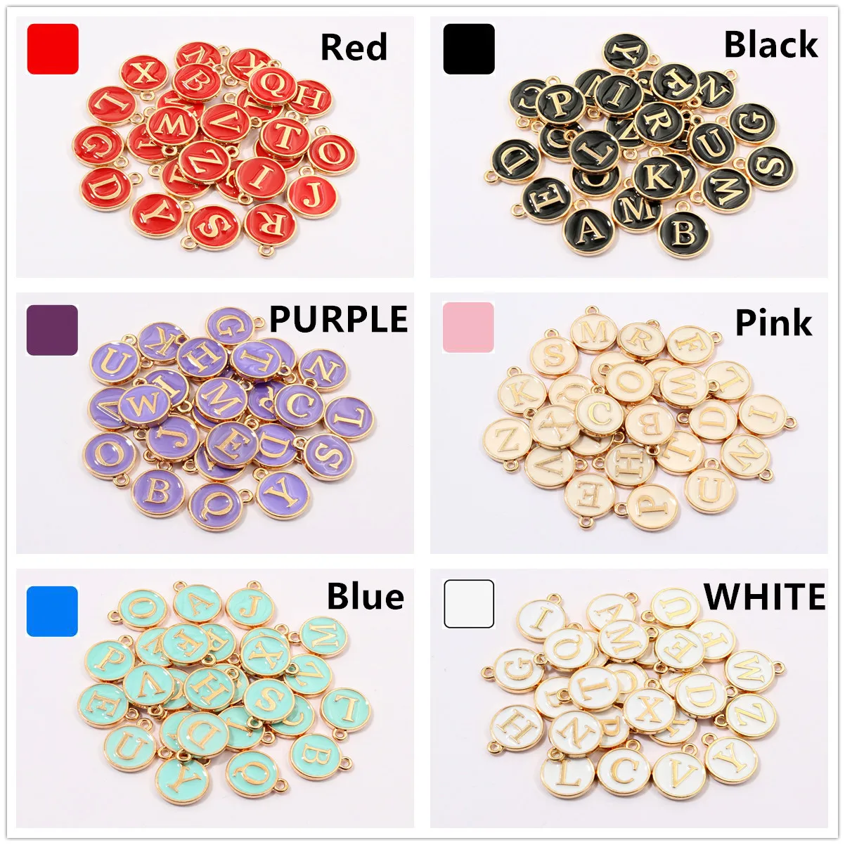 26pcs 12x14mm A-Z Letter Charms Enamel Alphabet Initial Letter Charms Pendant Handmade DIY Bracelet Jewelry Making Accessories