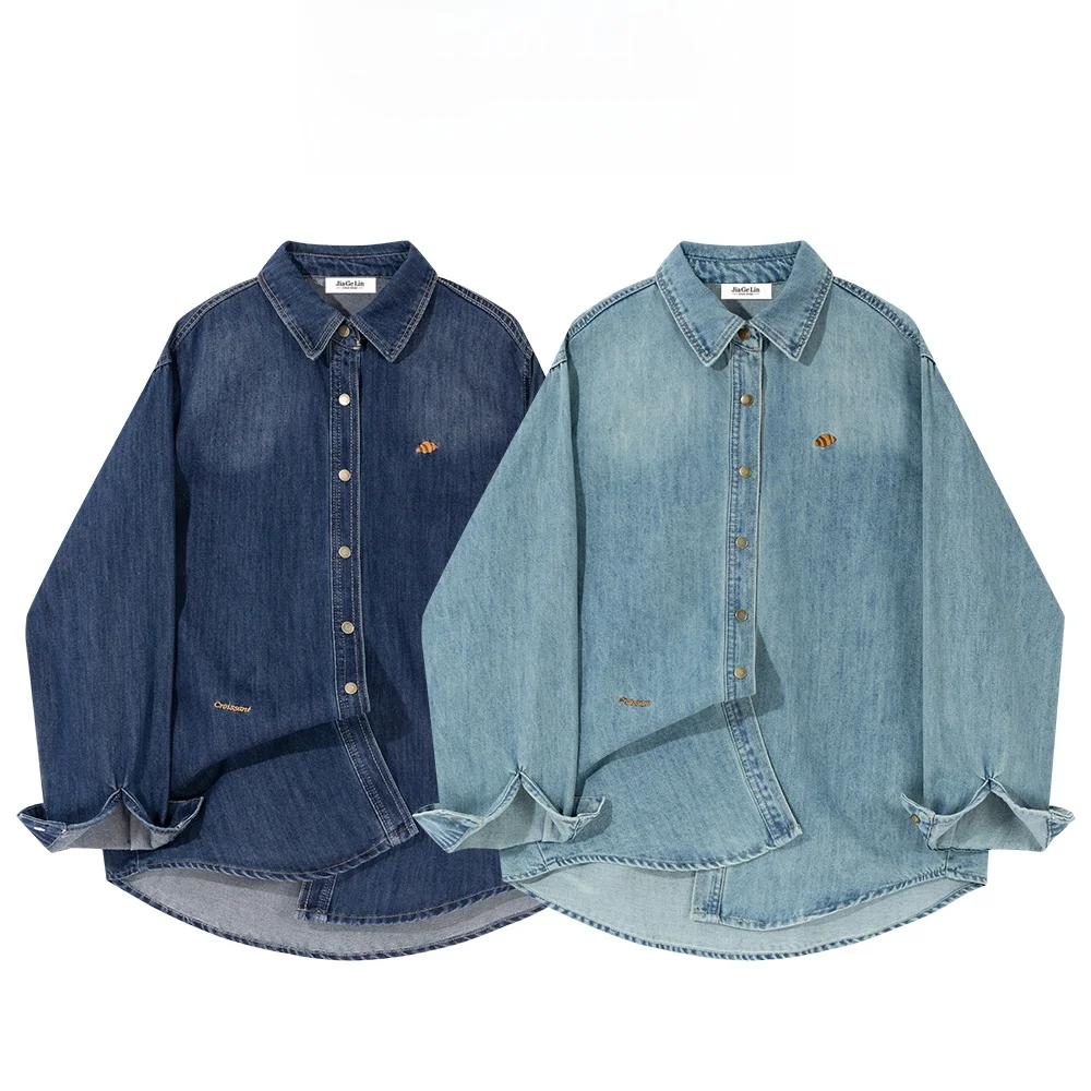 

Синяя вышитая свободная повседневная женская джинсовая одежда irt JiaGeLin винтажная Гонконгская Sle весенне-осенне-зимняя верхняя одежда пальто