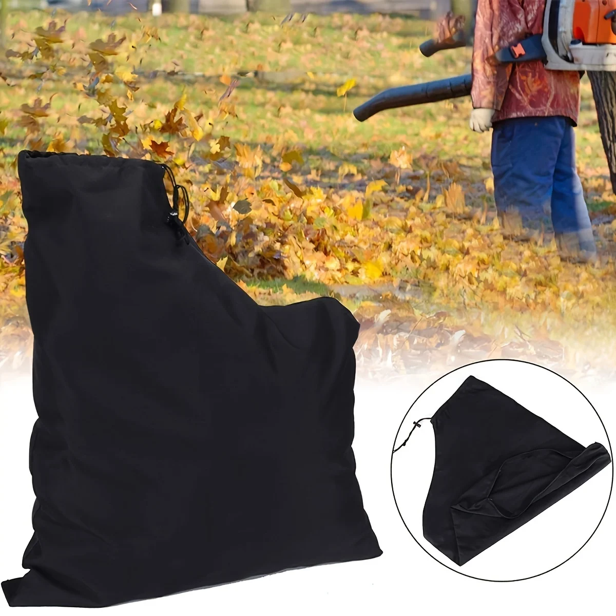 

Black outdoor portable vacuum bag with drawstring closure for large-capacity leaf blower storage bag, 1 pc