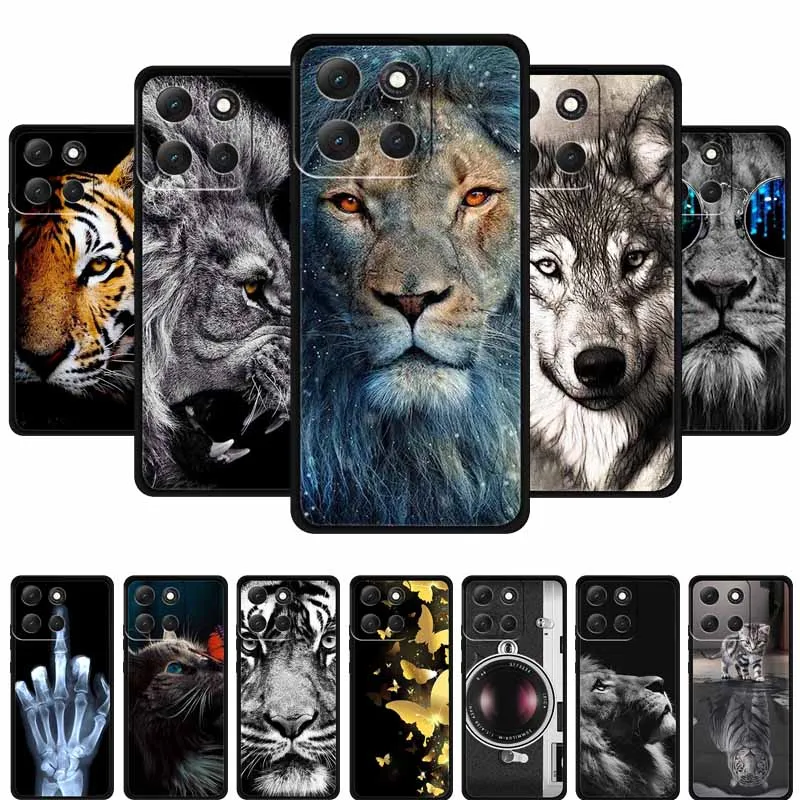 Para Motorola Moto G86 Power 5G funda G 86 Power suave TPU fundas traseras de silicona para Moto G86 Power animales pintado Tigre León Coque