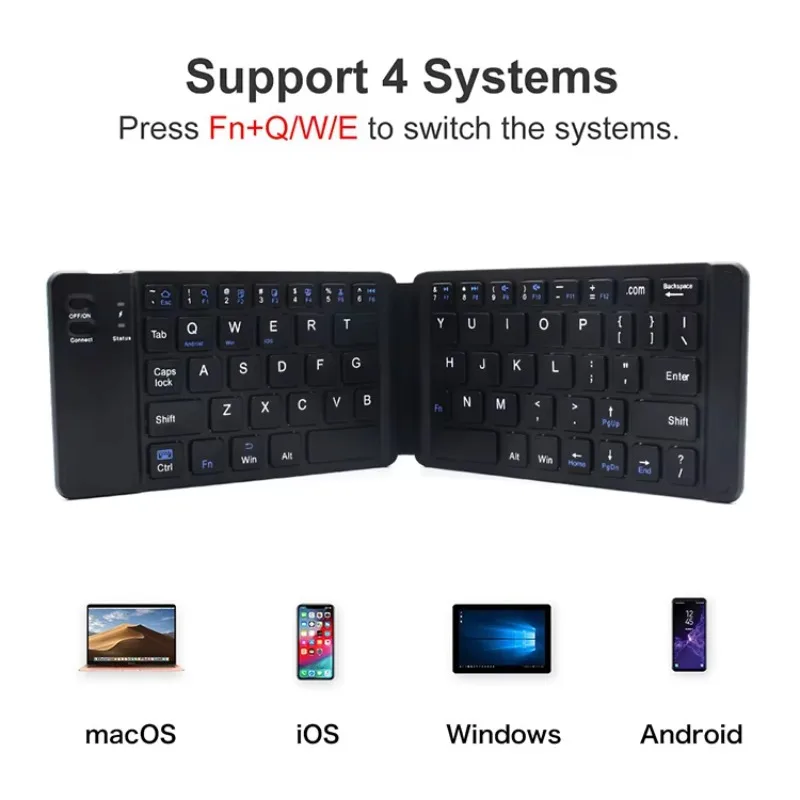 Portable Folding Keyboard bluetooth Azerty French ultra Fold Mini Ergonomic Wireless Keyboard