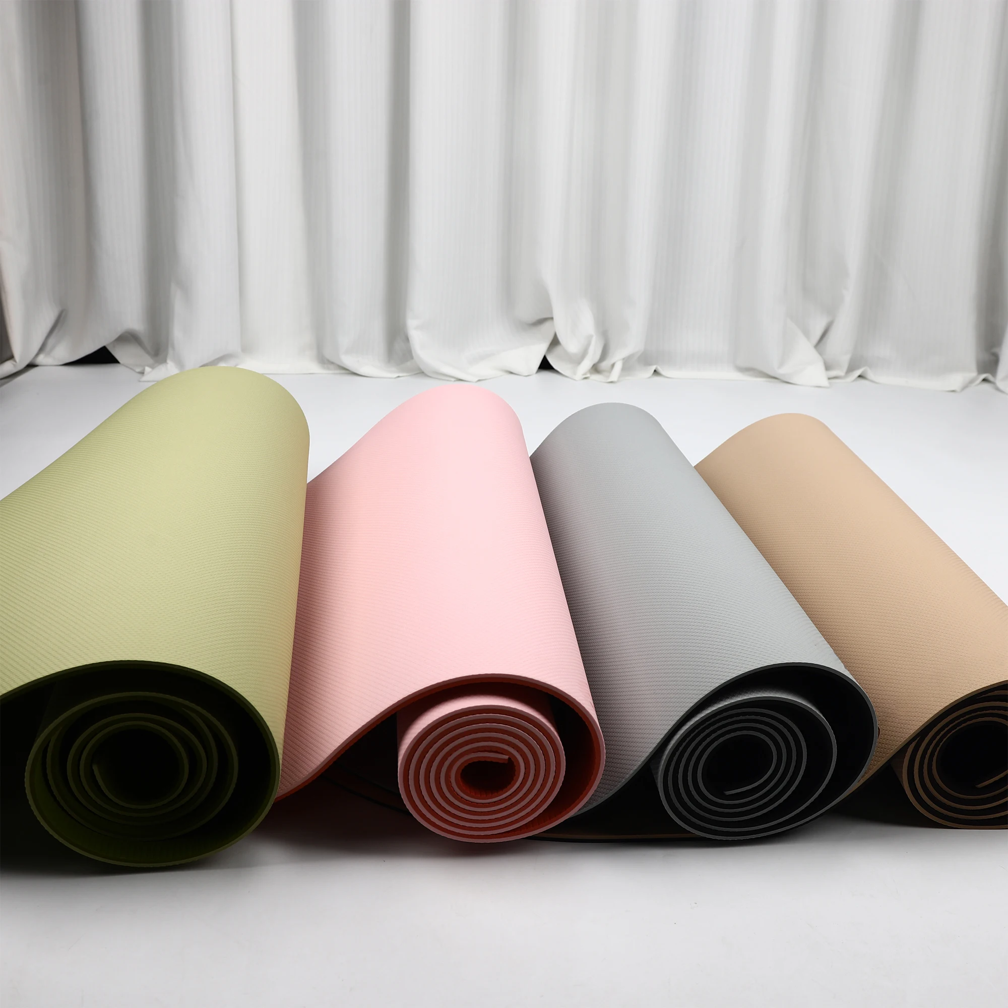 Factory Custom  Yoga Exercise Durable Oval Yoga Mat Anti-slip Fitness  Printed Arched TPE Yoga Mat