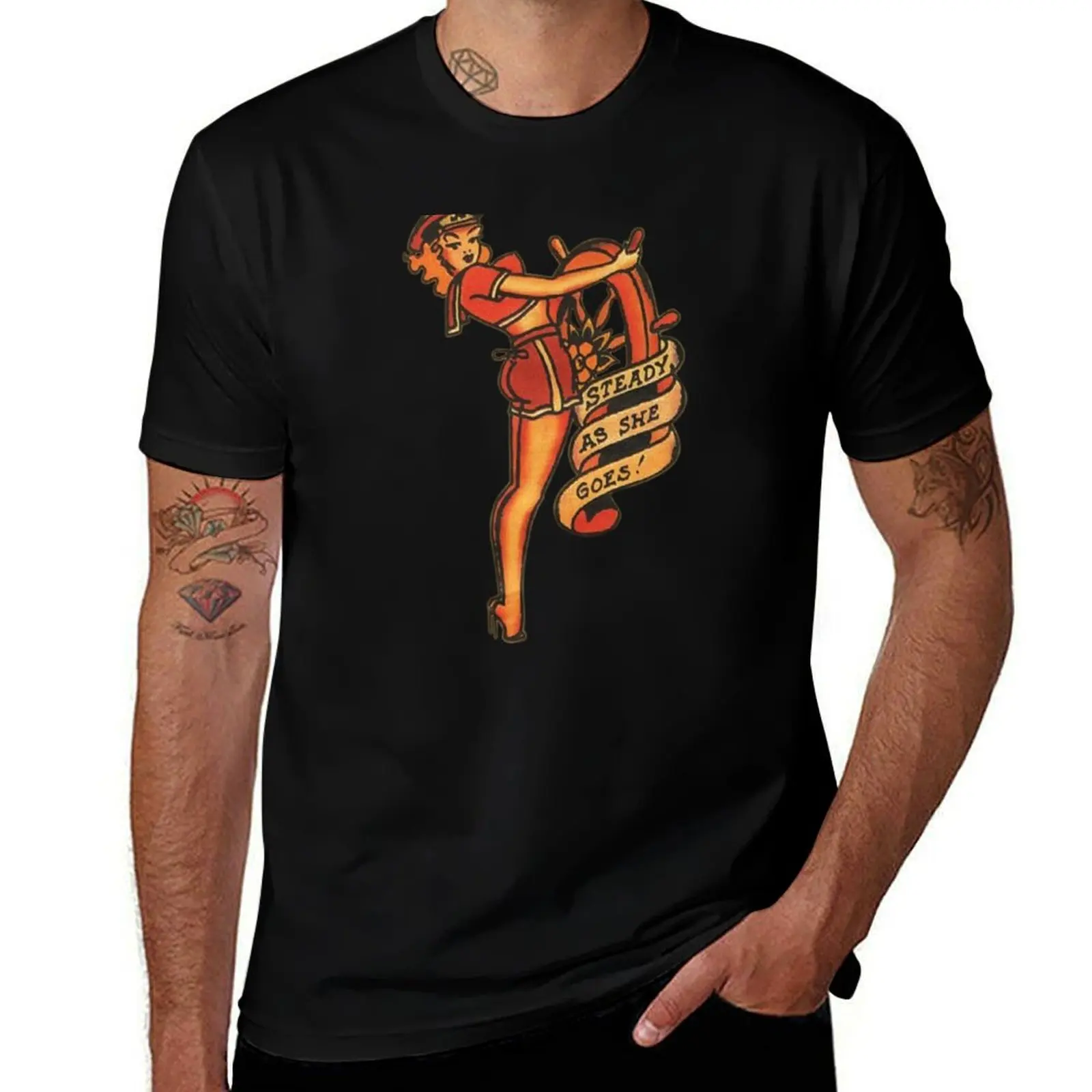 T-shirt Sailor Jerry Steady As She Goes, décontracté, assorti à tout, pour hommes