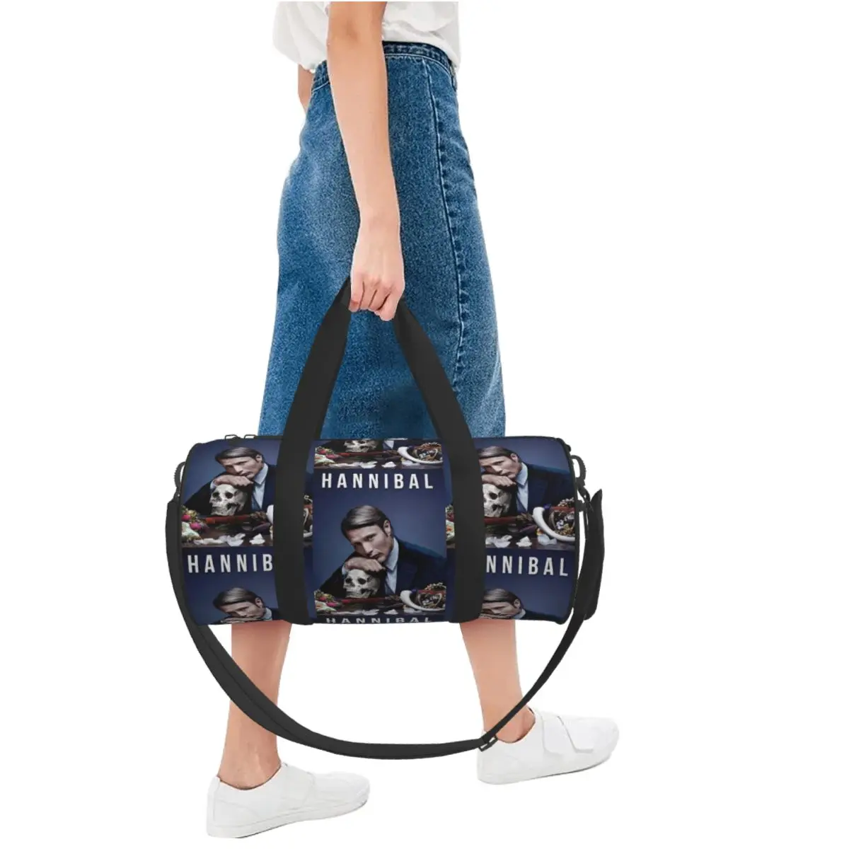 Hannibal Mads Mikkelsen Horror Movie Merch Large Duffle Gym Bag Multi-Functional Duffle Travel Bags Handbags Fitness bag