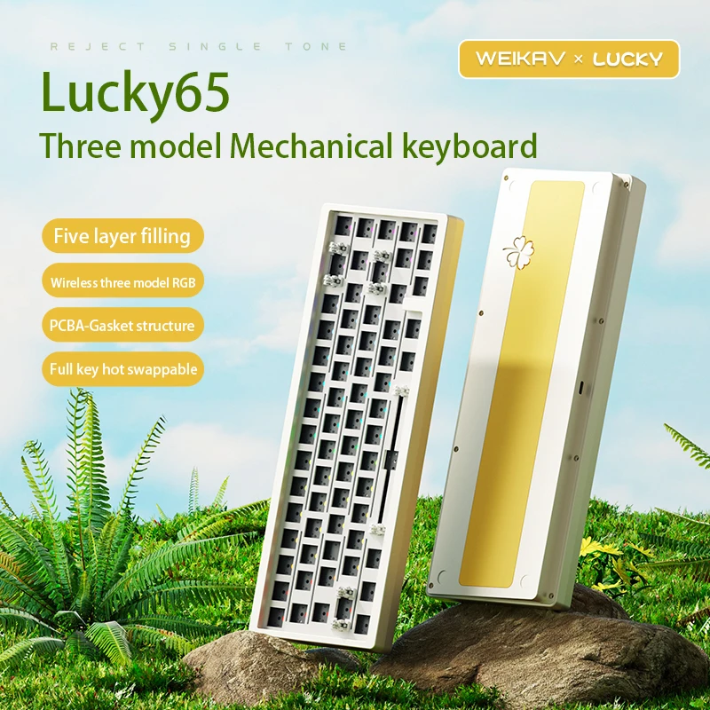 

Weikav Lucky65 Mechanical Keyboard Kit 3Mode Aluminum Alloy Wireless Bluetooth RGB Gasket Office Gamer PC Gaming Keyboard Kit