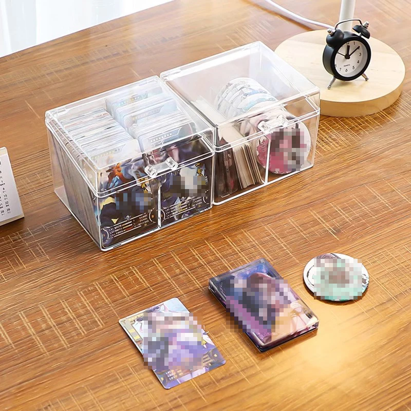 A Transparent Acrylic Card Storage Box Can Hold 400 Postcards, Featuring a Display Card Box with 2 Compartments for Game Card image 6