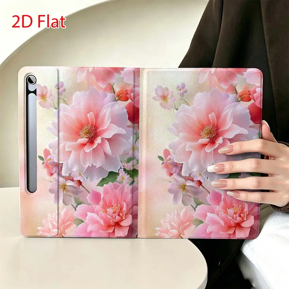 Red flower patterns For Samsung Galaxy Tab S11 S10 S9 S8 S7 S6 A9 A8 A11 Lite FE Plus Pen Tray Tablet Case Soft