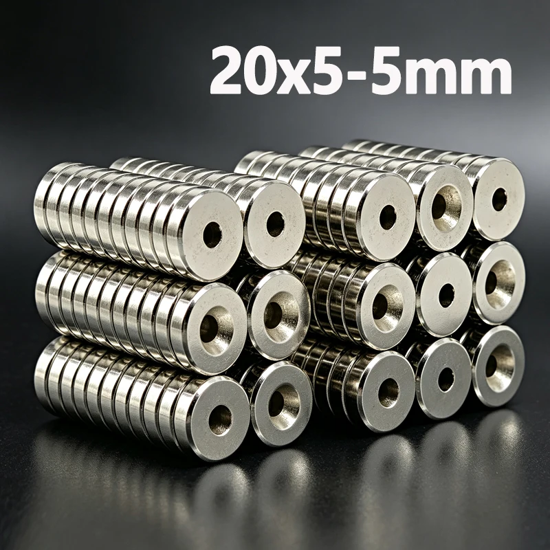 20x5-5mm Magnet N35 NdfeB Permanent Magnetic Imanes 20*5-5mm Magnet Accessory 2-100pcs Round Hole Shape Neodymium Magnet