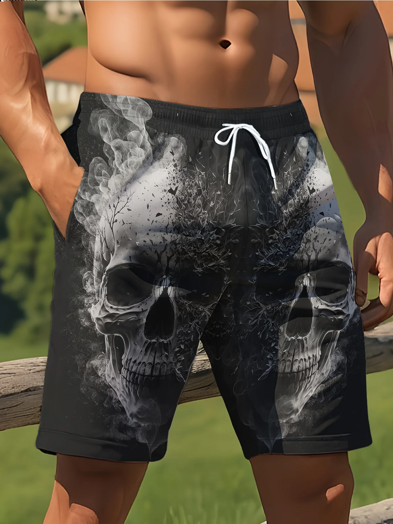 

Новые летние мужские пляжные шорты с 3D-принтом «Скелет» в стиле хоррор, повседневные быстросохнущие плавки, мужская одежда в гавайском стиле