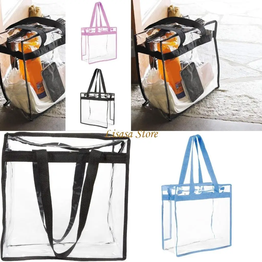 

M6CC Womens Transparent Shoulder Bags PVC Shopping Bag Stadium Sport Bag Beach Bag