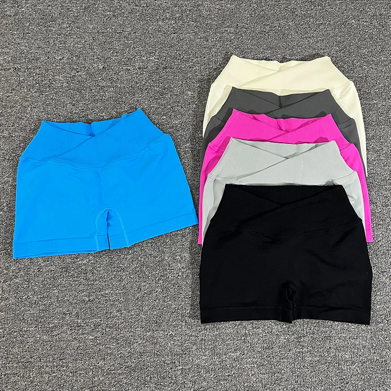 Seamless High Waist Sports Shorts Women Push-up Gym Shorts Woman Fitness Running Yoga Leggings Training Crossed Riding Shorts