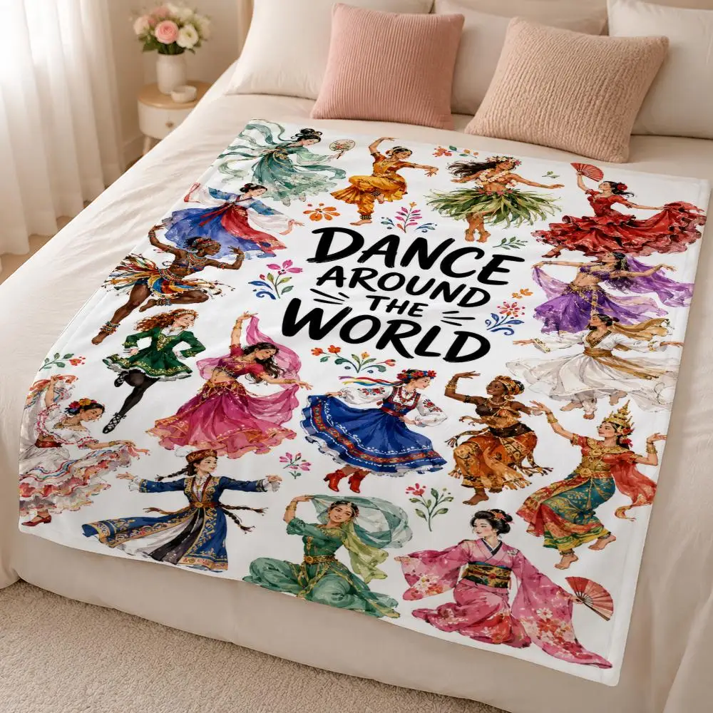 World Dance Ballet Jazz Elegant Motion Art Throw 320g Soft Flannel Fleece Throw Blanket Cover Sofa Bed Dorm Nap