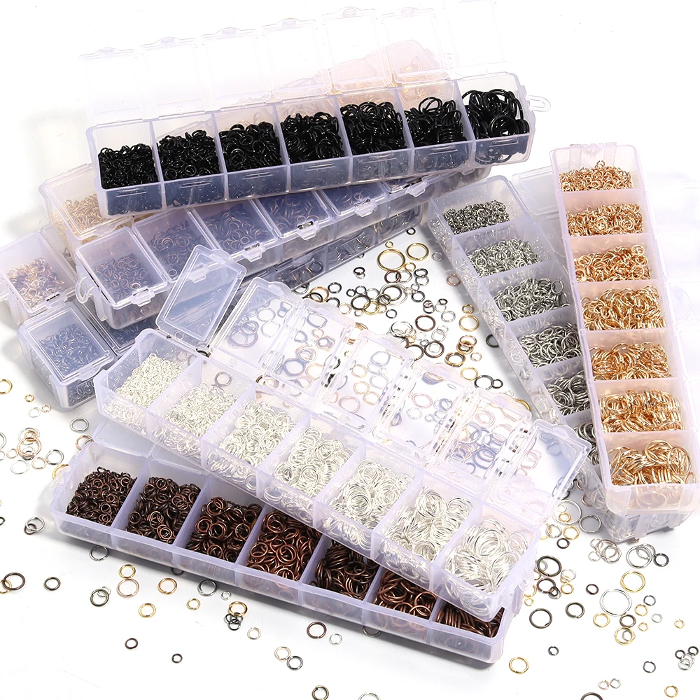 1280pcs/box Metal Jump Rings Set Box 3/4/5/6/7/8/10mm Closed Split Rings Connector Kit For DIY Jewelry Making Necklace Bracelet