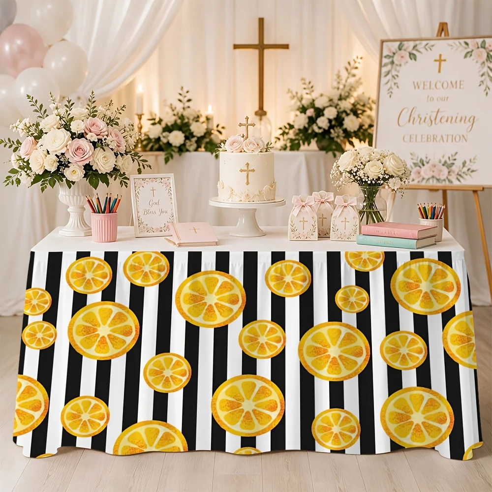 One tropical-themed orange slice printed tablecloth, suitable for party, kitchen and restaurant decoration