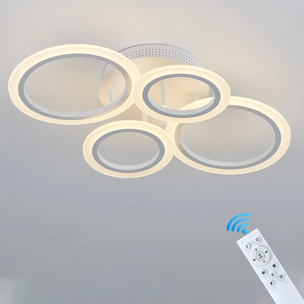 

Led Acrylic Ceiling Light Chandelier Ring Pendats Lights Lamp Dimming Remote Control Indoor Lighting Fixture Bedroom Living Room