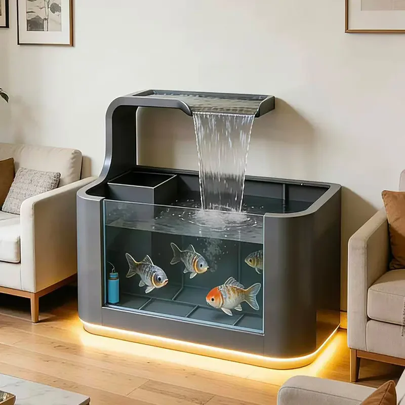W23-Balcony Stainless Steel Fish Pond Flower Box Metal Water Flow Ornament Outdoor Terrace Fish Tank Courtyard Water View