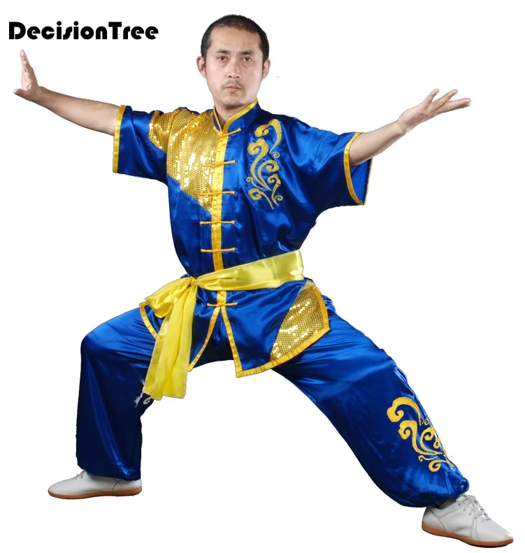 2025 uomini cinesi rayon tai chi wushu shaolin kung fu uniforme ala chun uniforme arti marziali vestito paillette ricamo drago
