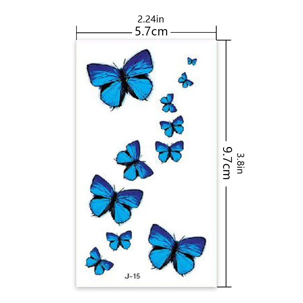 30pcs Waterproof Temporary Tattoo Sticker 3D Color Butterfly Flowers Cute Pattern Body Art Arm Fake Tattoos For Women Men Wrist