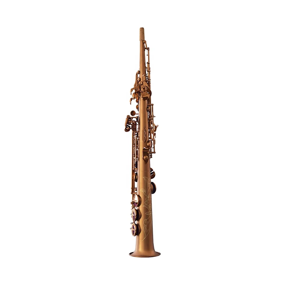 OEM Professional Soprano Saxophone JYSS101CFMT Tone Eb Custom Coffee Matt Finish Brass Body Adjustable Foldable