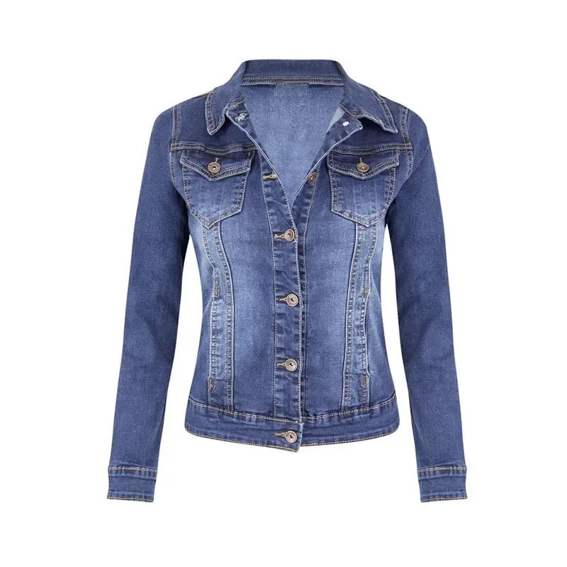 2024 New Short Denim Jackets Women autumn Wash Long Sleeve Vintage Casual Jean Jacket Bomber Denim Coat ladies jacket outerwear