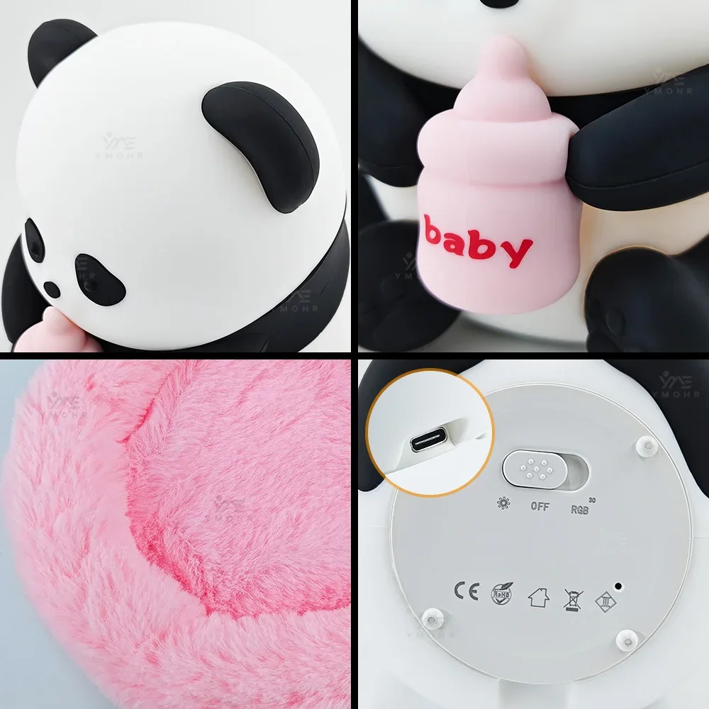   パンダライトシリコンランプ横ランプベビーナイトライト漫画のおもちゃ子供の寝室の睡眠ライト LED タッチギフトブックライトサイン