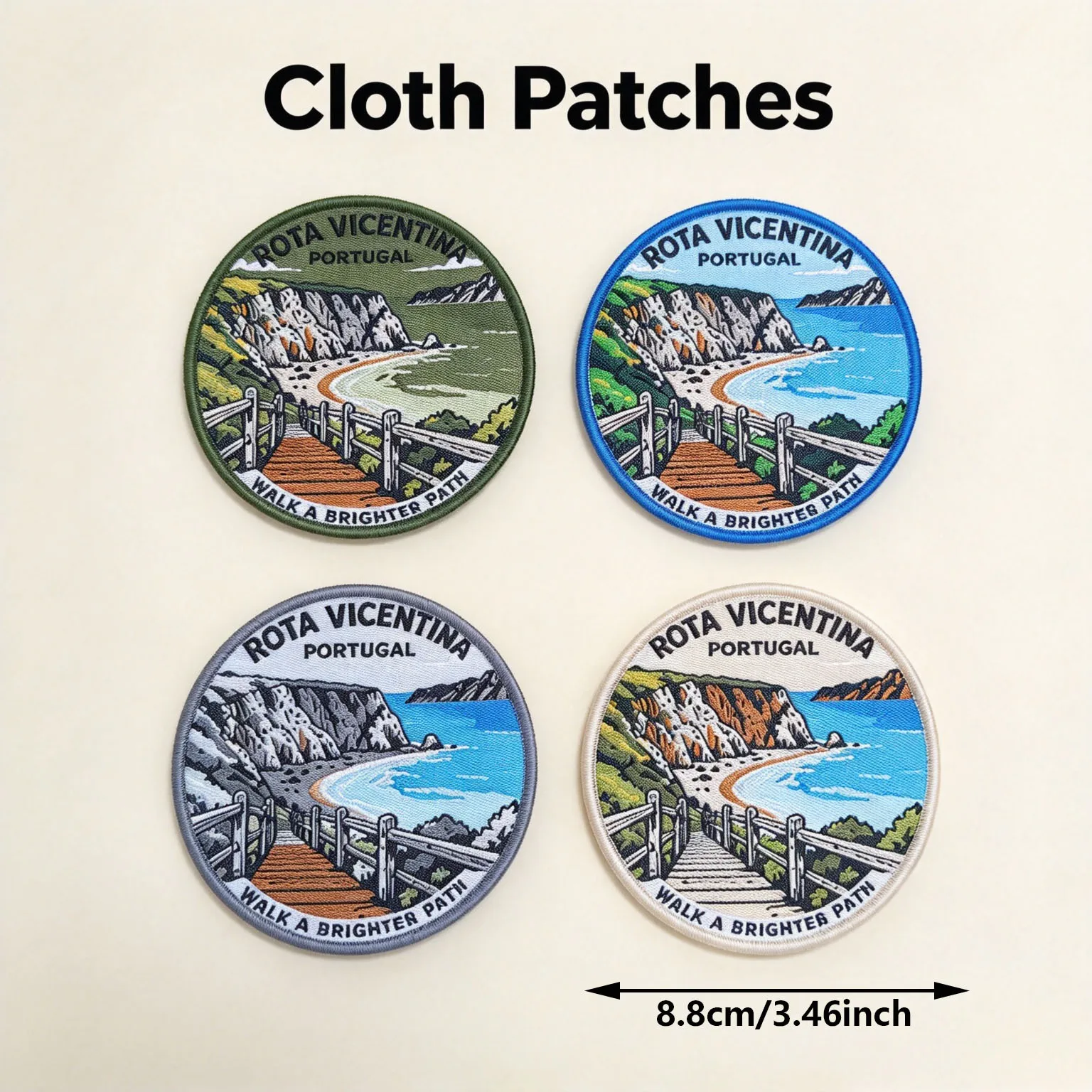 Rota Vicentina Portugal Coastal Trail Woven Patch Nature Landscape Fabric Badge Backpack Decor