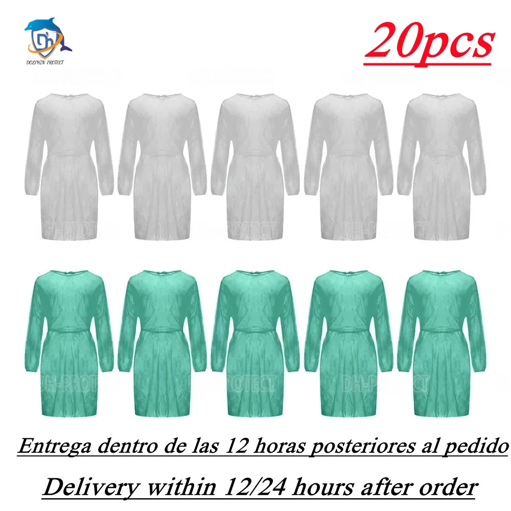 10pcs Unisex Disposable Protective Isolation Clothing Anti-spitting Waterproof Anti-oil Stain Nursing Gown Anti-fog Nursing Suit