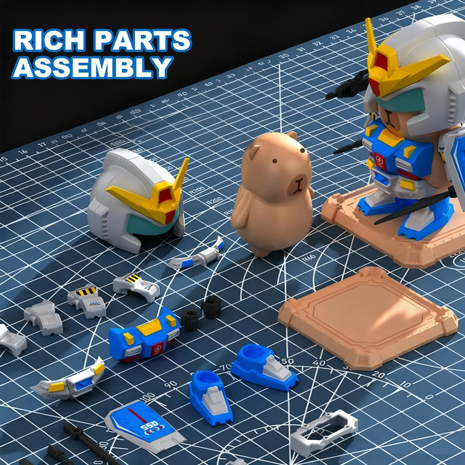 휴대용 카피바라 자석 메카 피규어 손으로 조립할 수 있는 카피바라 장난감 데스크탑 장식 창의적인 로봇 동물 장난감 게임