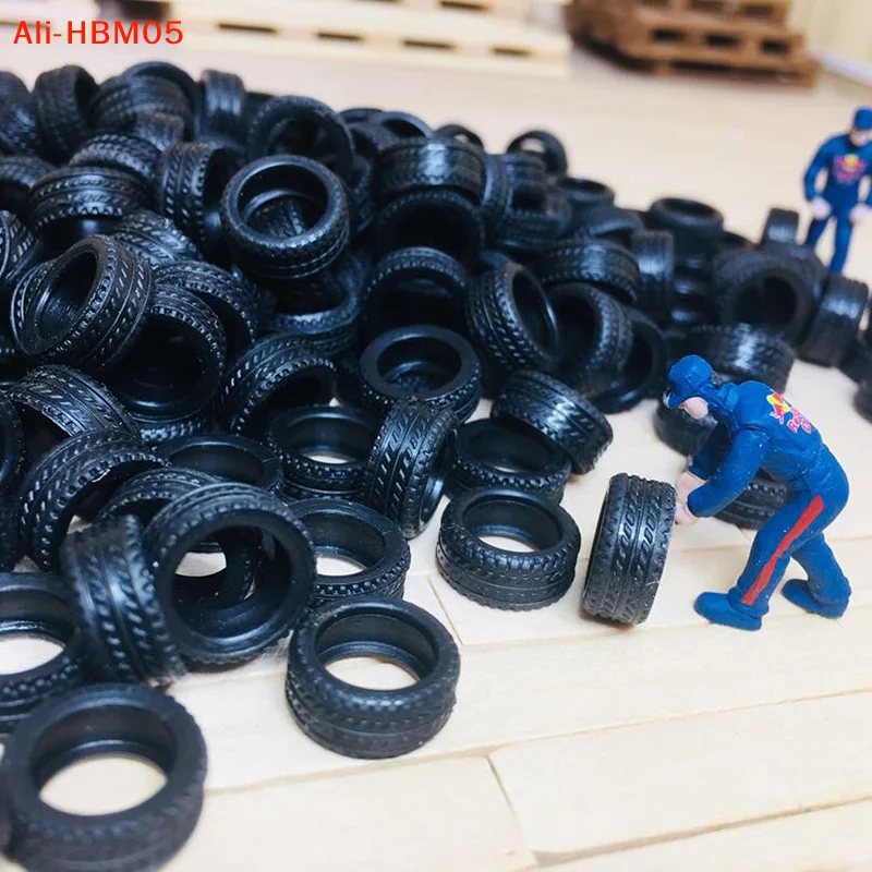 (HB05)20PCS High Quality 1/64 Tire Skin Car Model Scene Accessories Tire Wheels  Car Model Scene