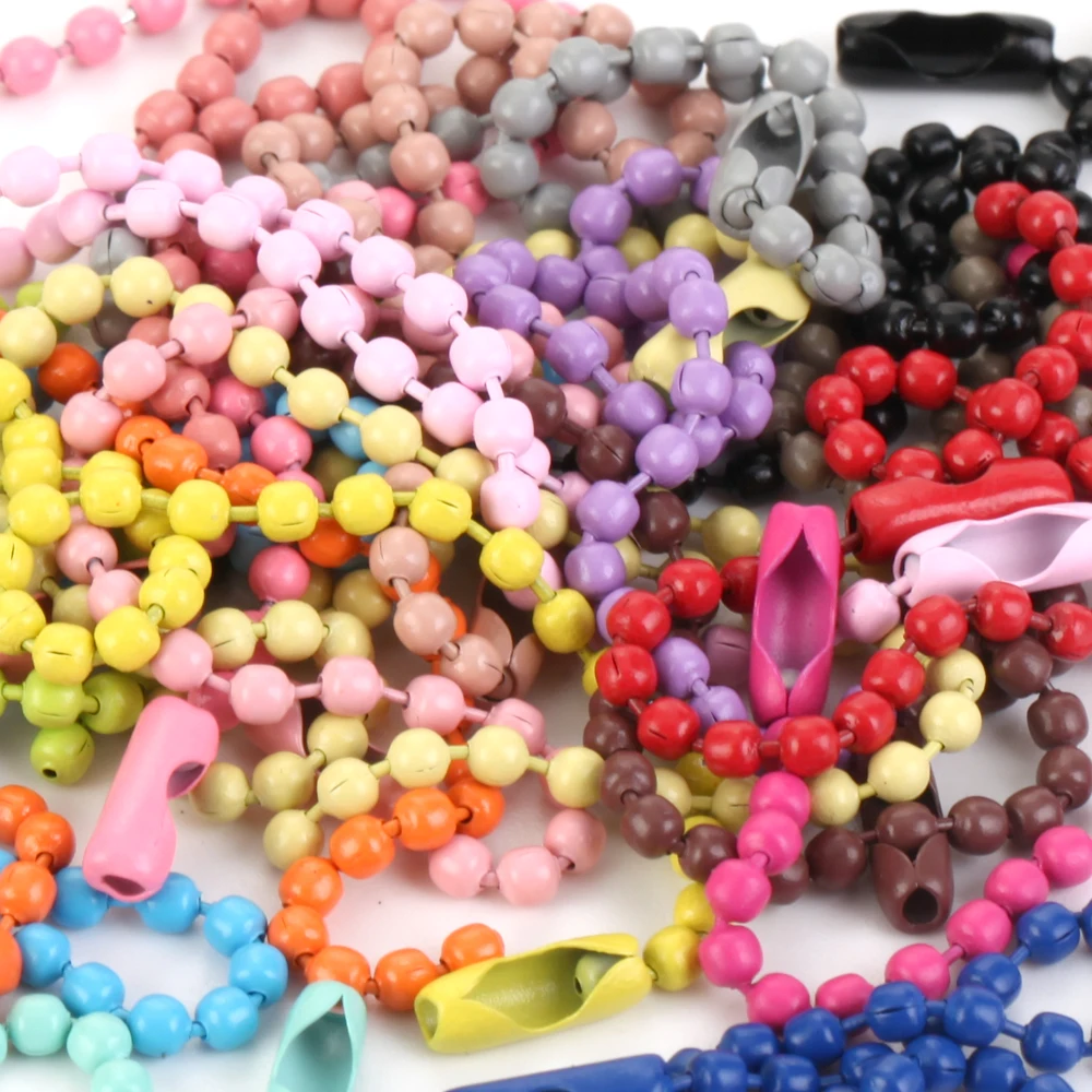 10pcs/lot Colorful Ball Bead Chains Fits Key Chain/Dolls/Label Hand Tag Connector For Jewelry Making DIY Bracelet Accessorise