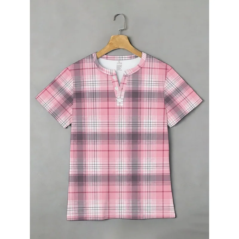 

Мужская рубашка с полосатым узором, геометрическим 3D-принтом, летние уличные топы, футболки с коротким рукавом, поло с воротником-стойкой