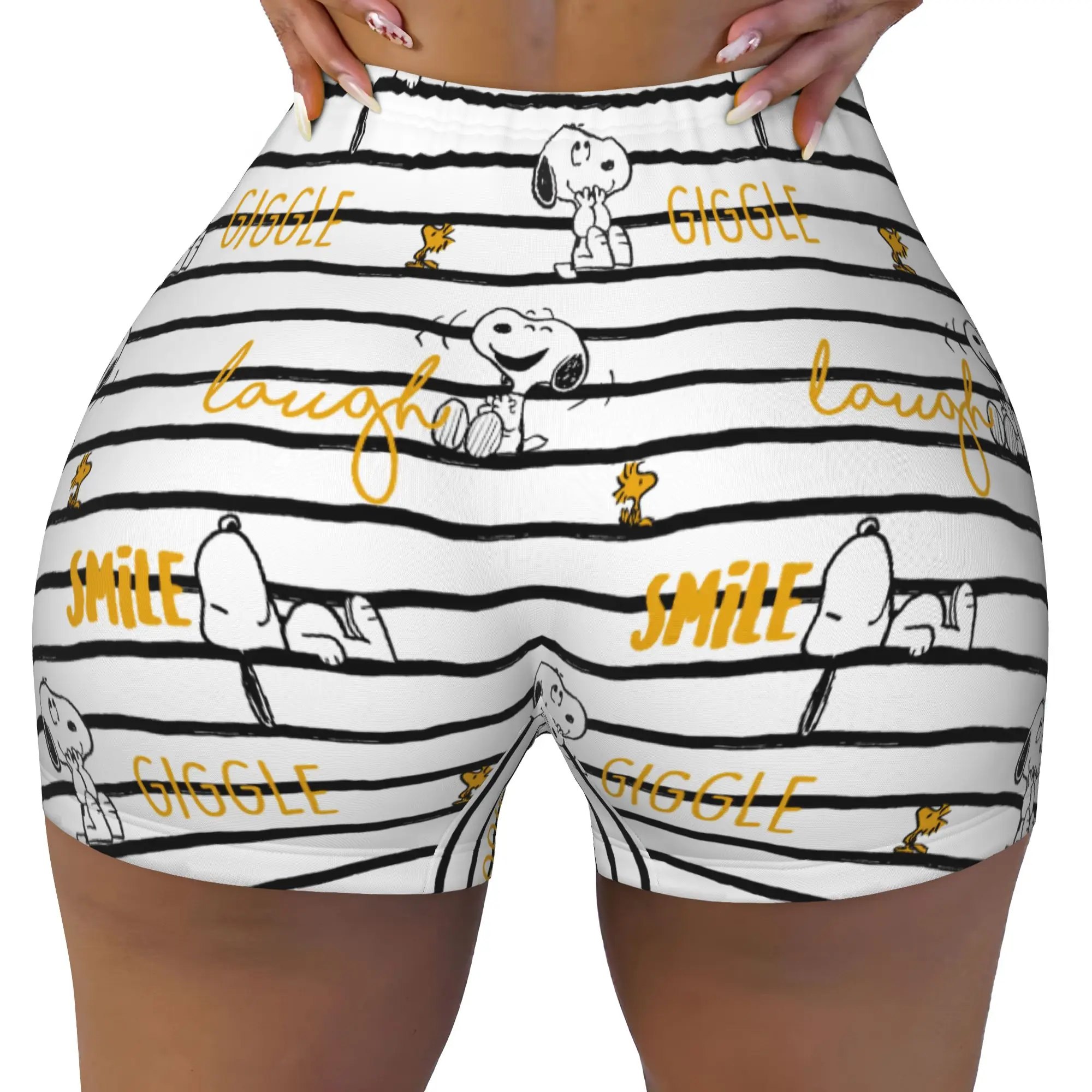 Custom S-snoopies Anime Biker Running Gym Shorts Women Dog Manga Athletic Workout Yoga Shorts