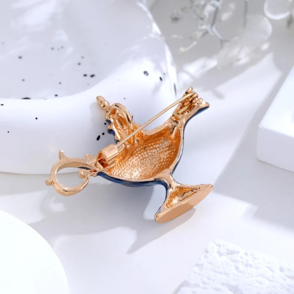 Enamel Tea Pot Lamp Brooch Magic Retro Aladdin Lamp Brooches Jewelry Accessories Elegant Vintage Exotic Pin Birthday Gift