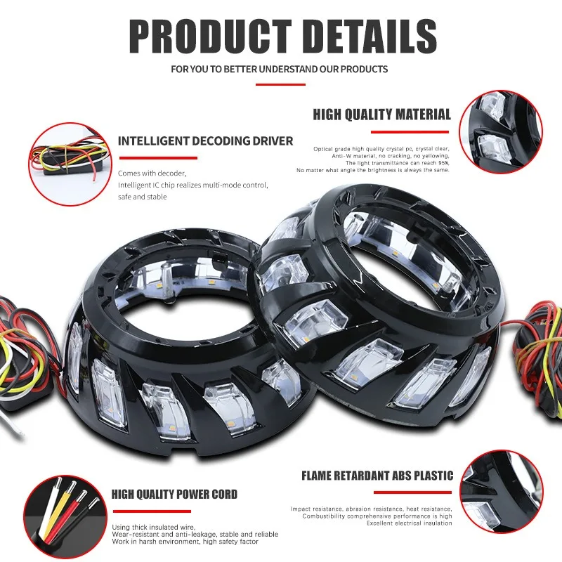 

3 inch Bi LED Projector Lens Spiral Swirl Angel Eyes Halo 12V 10W 3000K 6000K 900Lm for Car Motorcycle Modification with Decorat