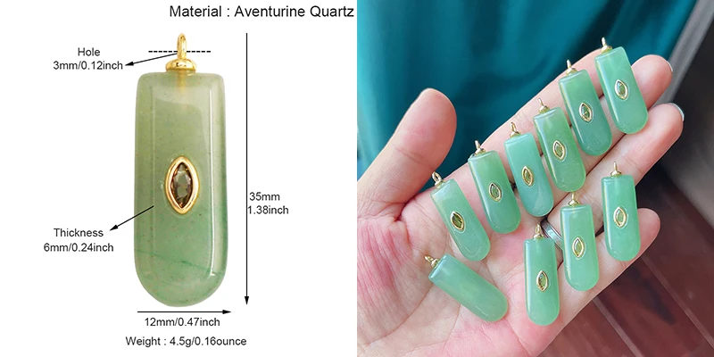 Jade Achat Amethyst Amazonit Wasser Gras Lapis Lazuli Charm Anhänger, 18K echt vergoldet Schmuck für Halskette Handwerk Herstellung S79 – Detail 26