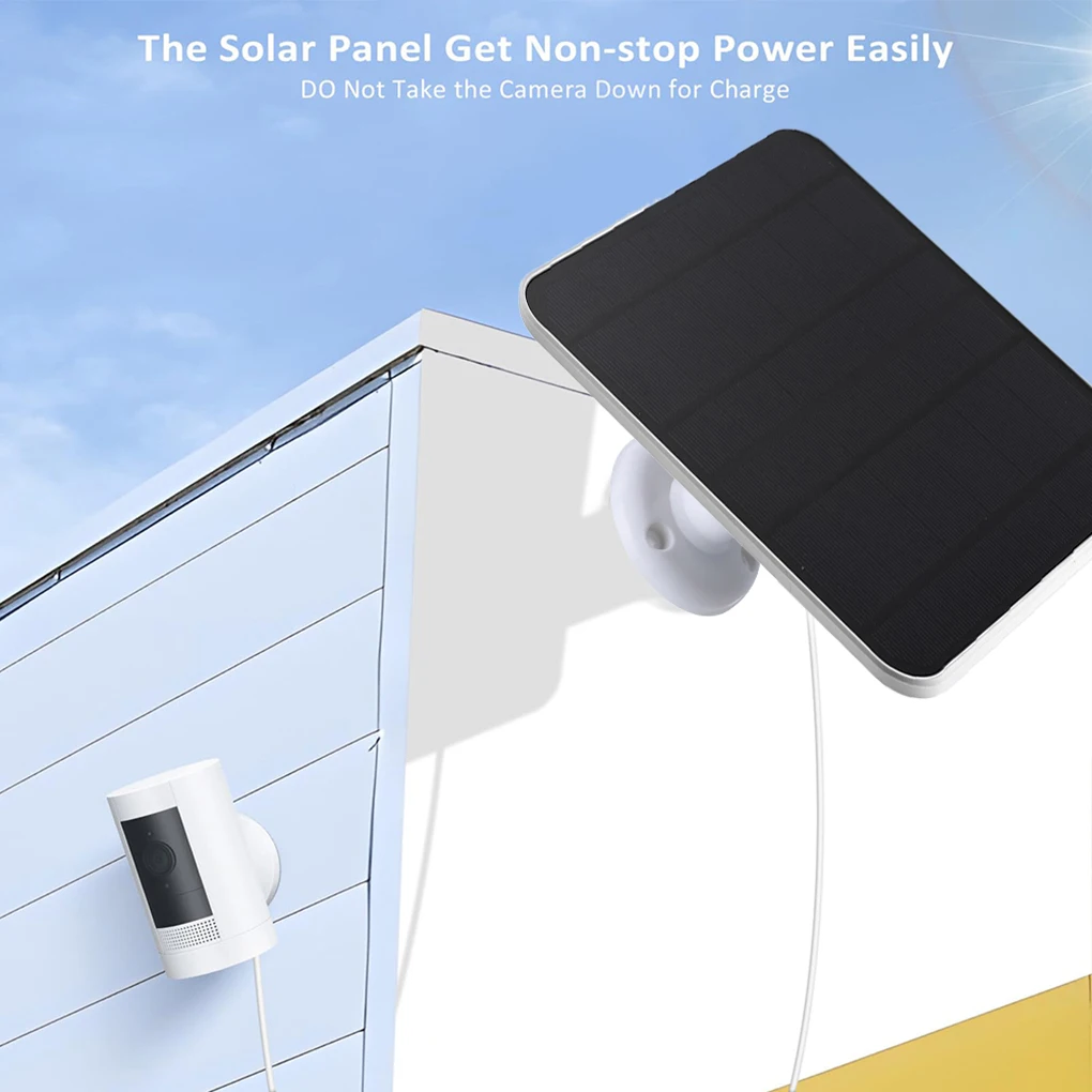 10W 5V Solar Panel for Ring Spotlight Camera/Ring Stick Up Camera DC3.5x1.35-port Outdoor Solar Cells Charger 360 Rotating