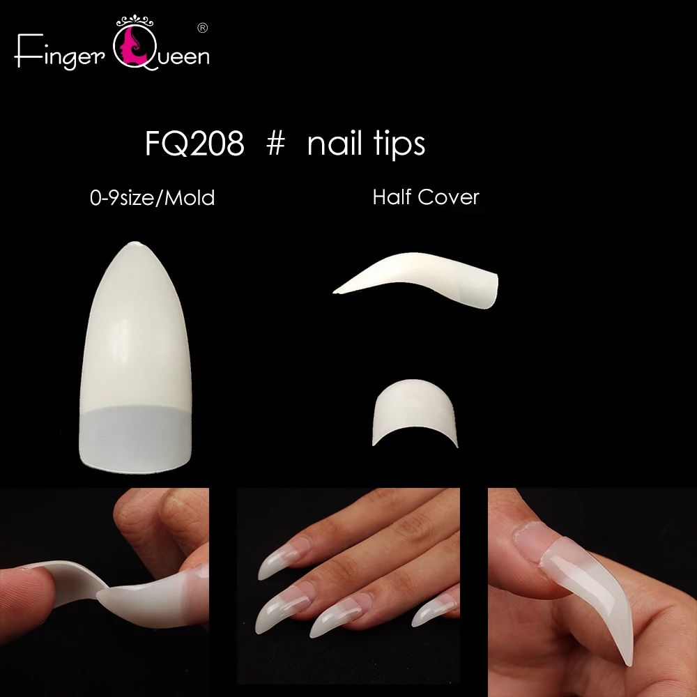 

Natural Curved Eagle Hook Shape Nail Tips Half Cover Acrylic Nail Art 10 Sizes Press on Nails Manicure C Shape Tips False