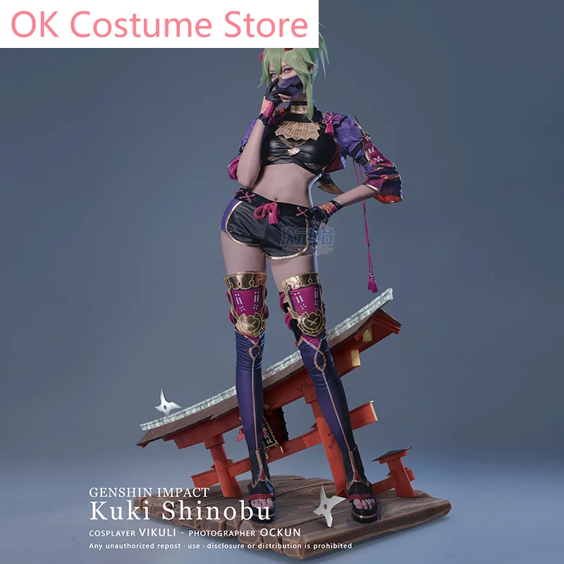 Genshin Impact Kuki Shinobu Lansheng Glen Ninja Ladies Cosplay Costume Cos Game Anime Party Uniform Hallowen Play Role