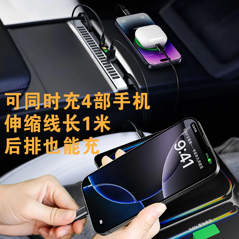 65W Fast Charging Central Control Docking Station For Tesla Model 3 Highland Model Y YL Juniper With Rhythm Pickup Ambient Light
