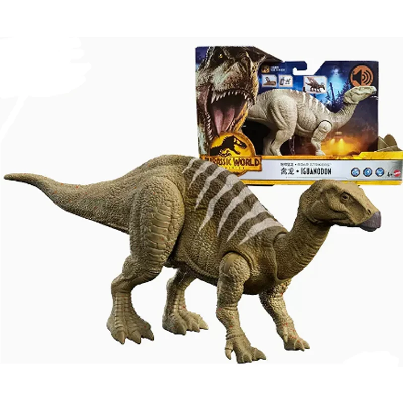Jurassic World Dominion Roar Strikers Iguanodon dinosaurio figura de acción rugiente sonido ataque Dino juguetes para niños modelos de simulación