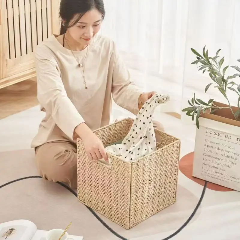 

Корзина для хранения Wier, плетение, квадратный ящик для хранения, организация предметов домашнего обихода, шкаф, корзина для хранения