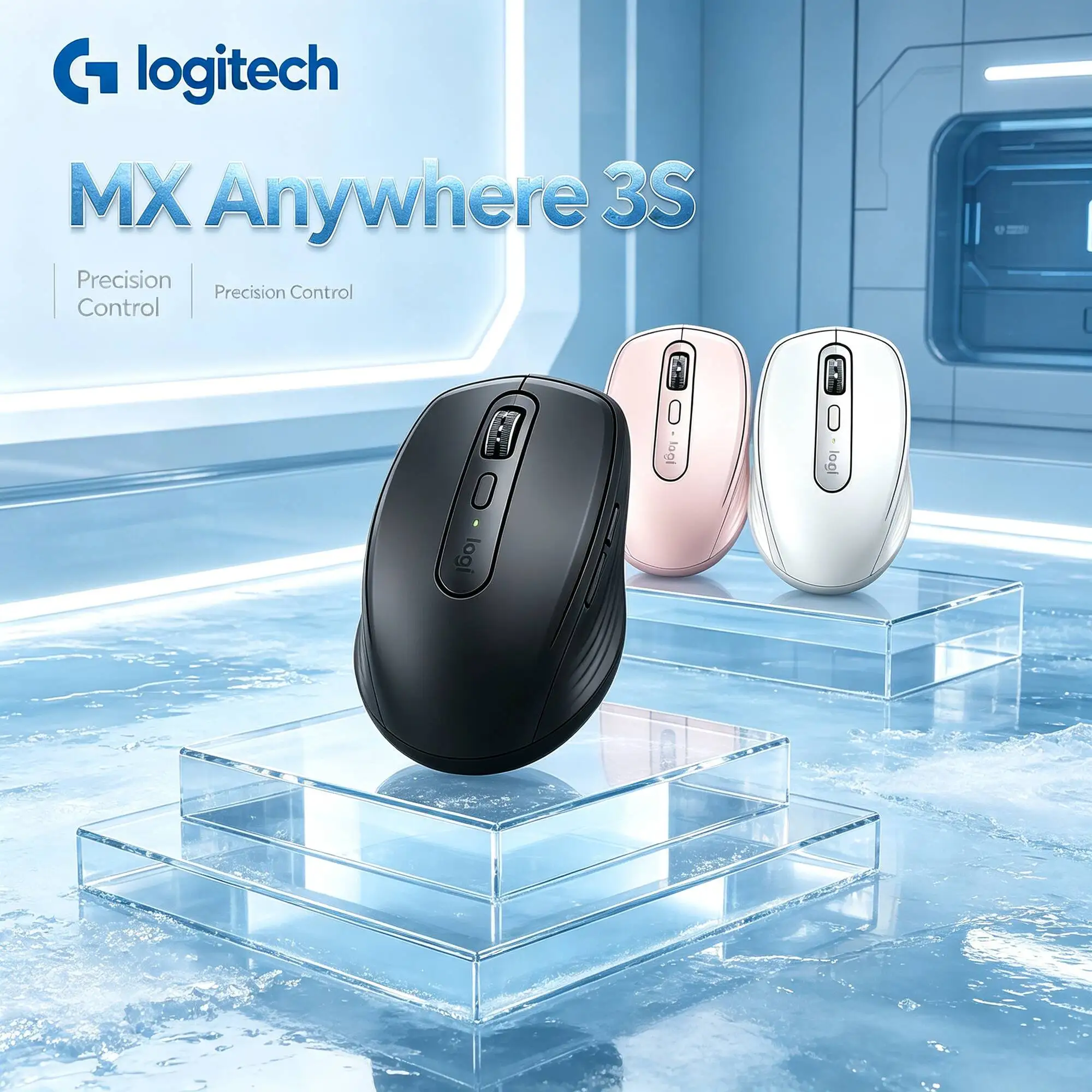MX Anywhere 3S Logitech Wireless Rechargeable Mouse, Silent Click Portable Laptop Business Mouse