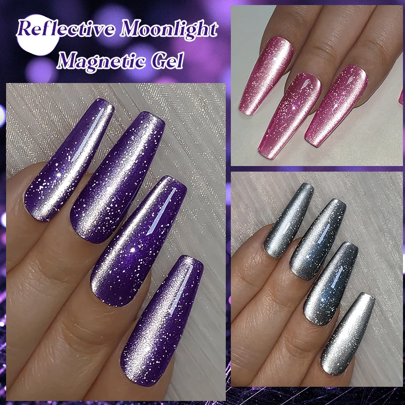 Mtssii-Gel Polonês Magnético Reflective Moonlight Cat, Verniz para Unhas, Embeber Off, LED UV, Semi Permanente, Prata Branca, Unhas, 7ml