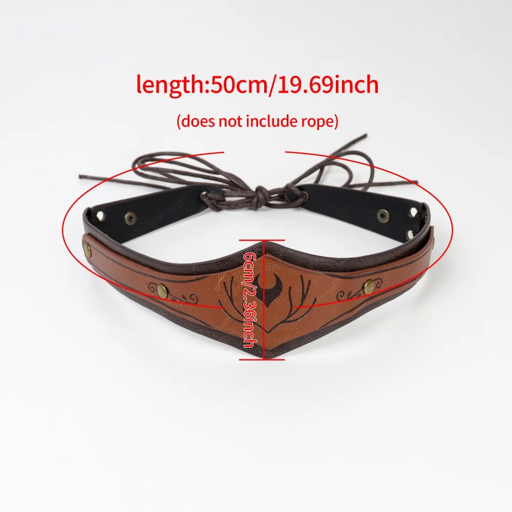 Women Medieval PU Leather Elf Headband Moon Forehead Circlet Forest Druid Renaissance Warrior LARP Halloween Fantasy Cosplay Acc view 2