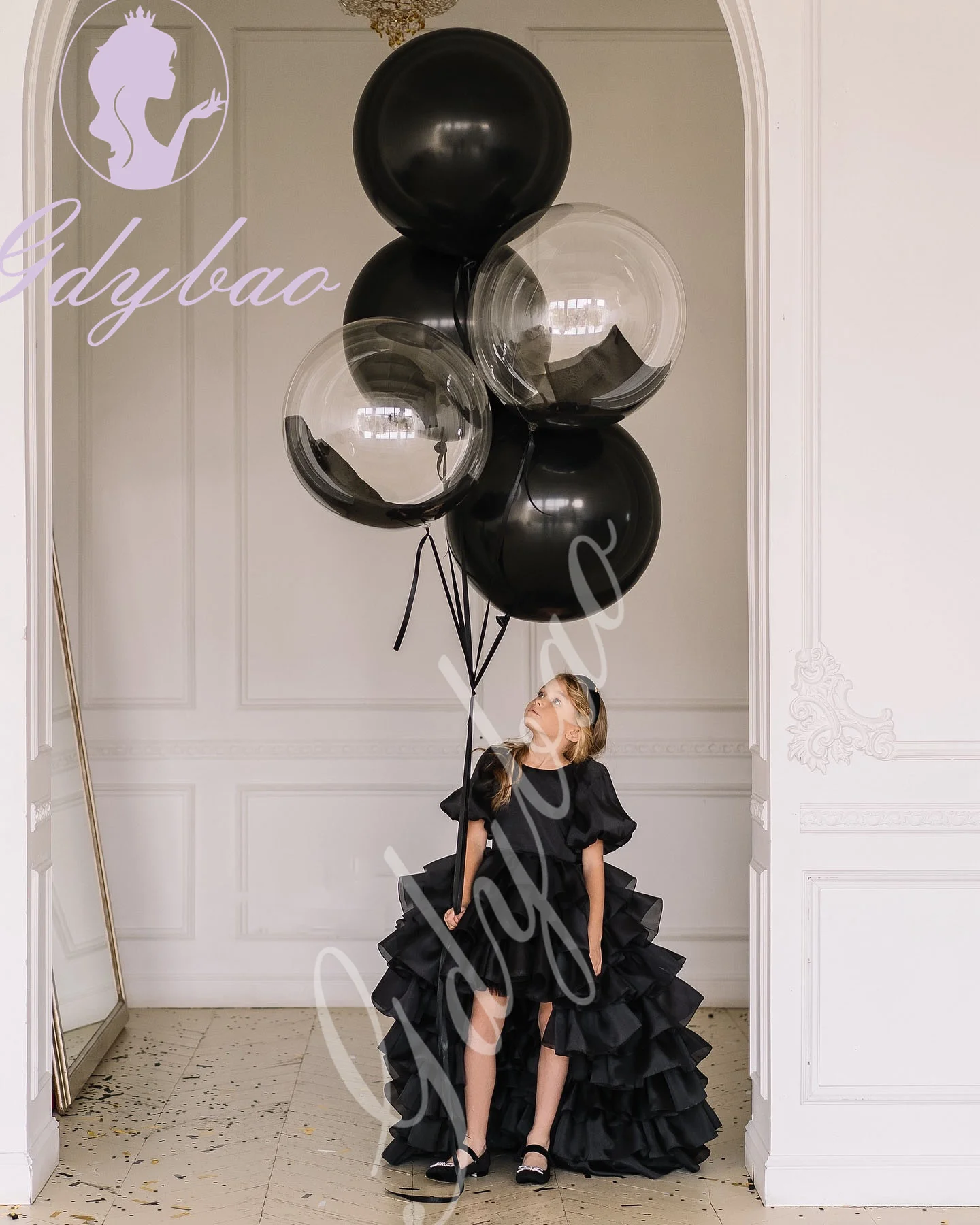 Lalic Flower Girl Dress for Wedding Layered Puffy Short Sleeve Princess Kids Birthday Party First Communion Ball Gowns Custom