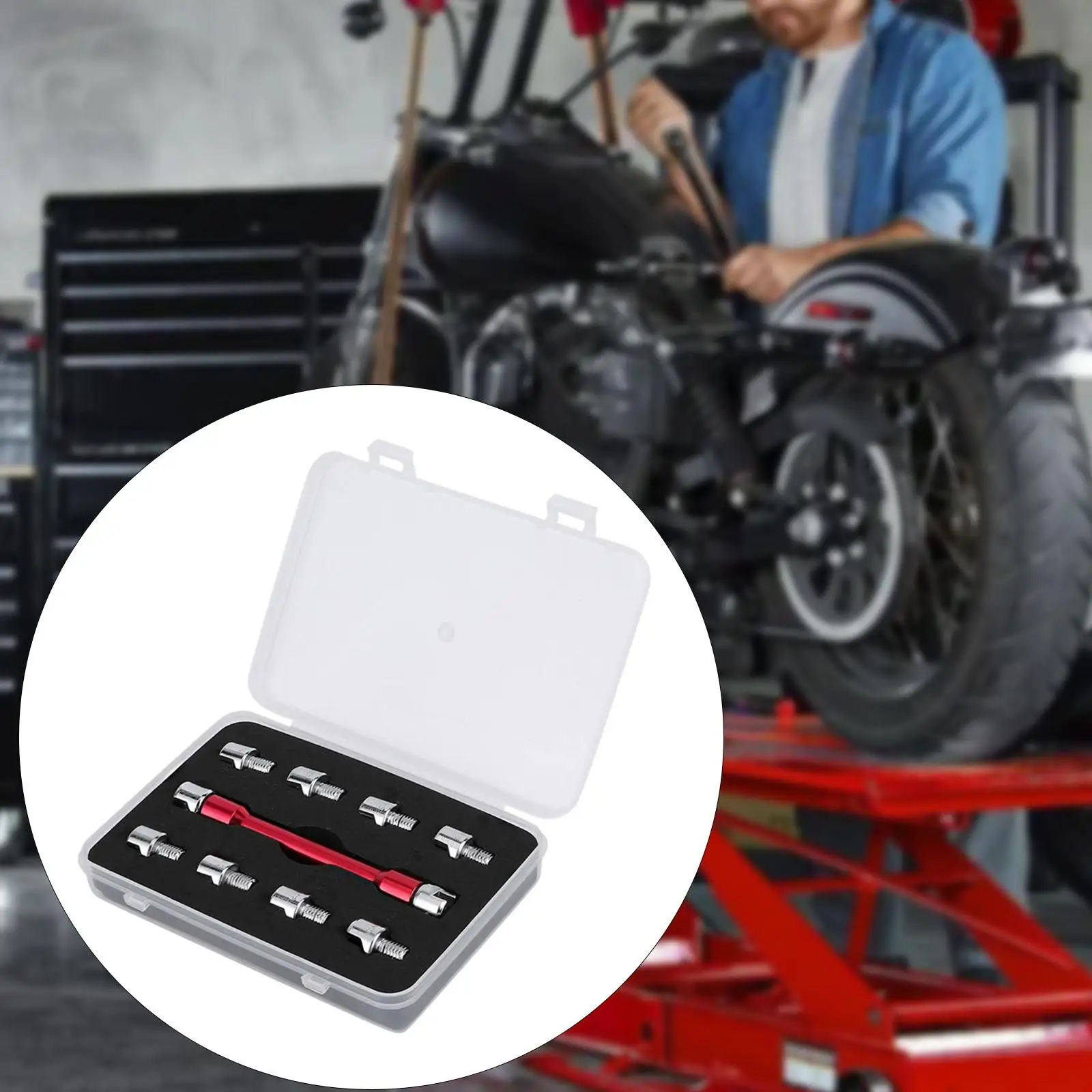 

Multipurpose Spoke Spanner Wrench Set Aluminum Iron Wheel Adjustment Repair Tool for Most Motorbike Scooter Models