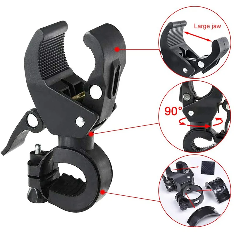 Suporte de lanterna para guidão de bicicleta, clipe de plástico para ciclismo mtb, suporte frontal para bicicleta de estrada mtb, clipe de montagem de lanterna led