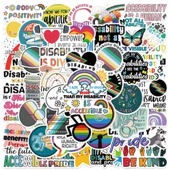 50pcs Disability Pride Stickers Rainbow Graffiti Decals For Water Bottle Laptop Luggage Skateboard Diary Waterproof Stickers