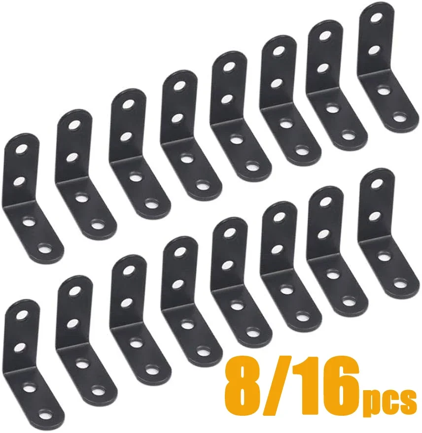 12/24pcs L-Shaped Corner Metal Brackets Braces Drawer Shelf Wall Bracket Fixing Right Angle Corners Brace Furniture Hardware