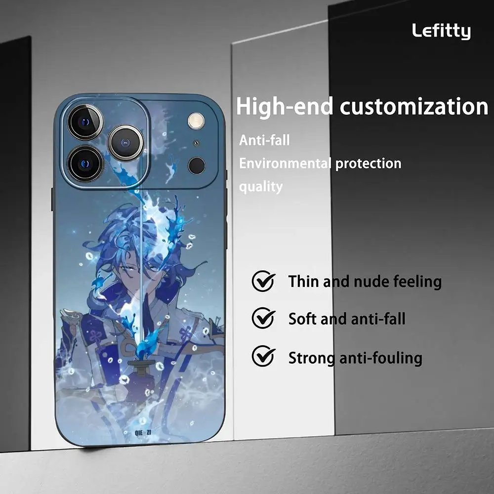 Kaeya مثير تأثير لعبة جراب هاتف آيفون 17 16 15 14 13 12 11 برو ماكس بلس ميني أسود متجمد لينة شل فوندا